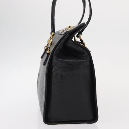 Versace VERSACE Tote Bag Leather Black Gold Authentic BA8013