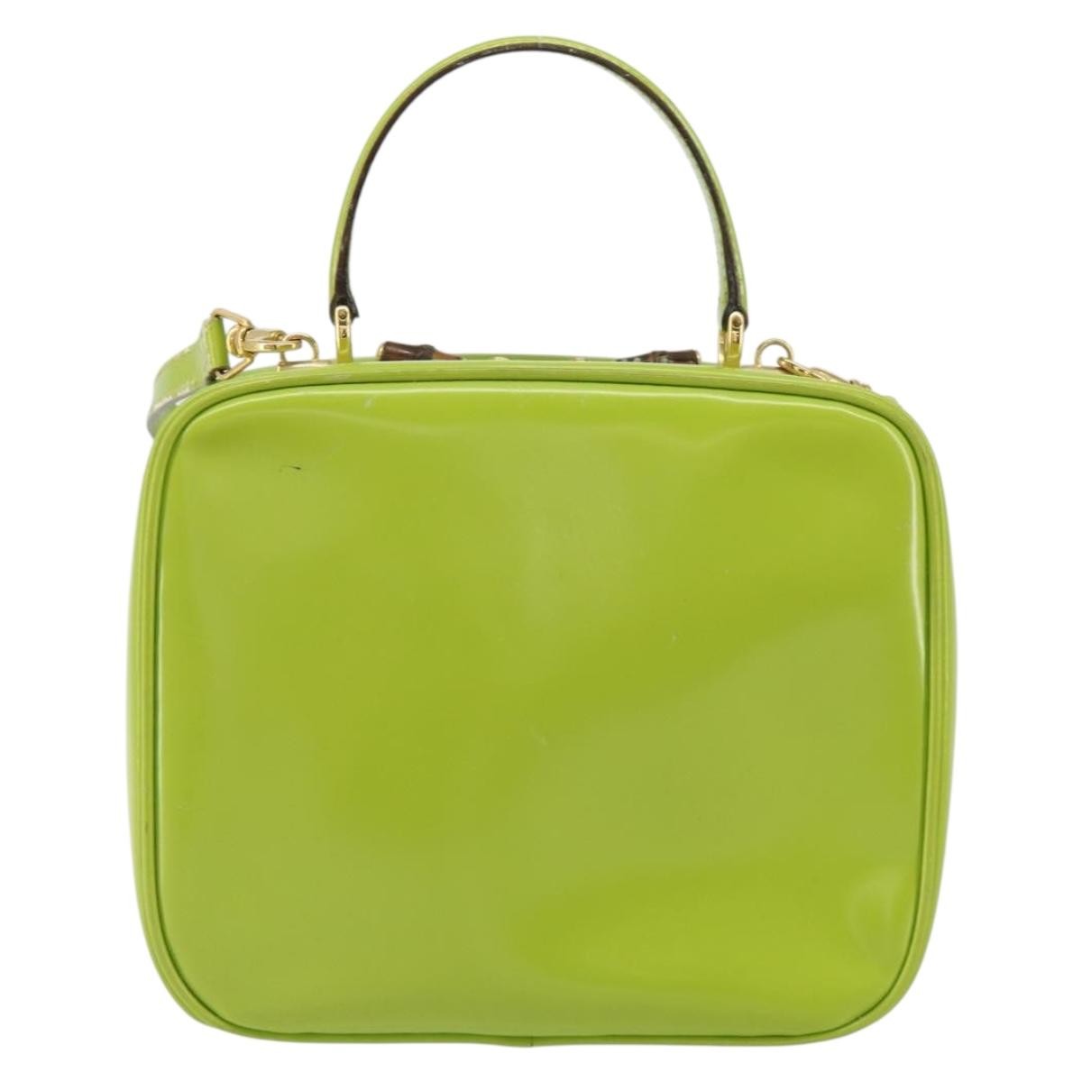 Gucci GUCCI Bamboo Hand Bag Enamel 2way Green Gold 000 2040 0323 Authentic 160576