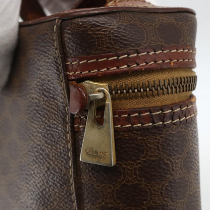 Celine CELINE Macadam Canvas Vanity Hand Bag PVC Leather Brown Gold Authentic ka2851