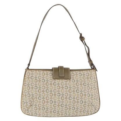 Celine CELINE C Macadam Canvas Shoulder Bag Beige Silver Authentic 176486A