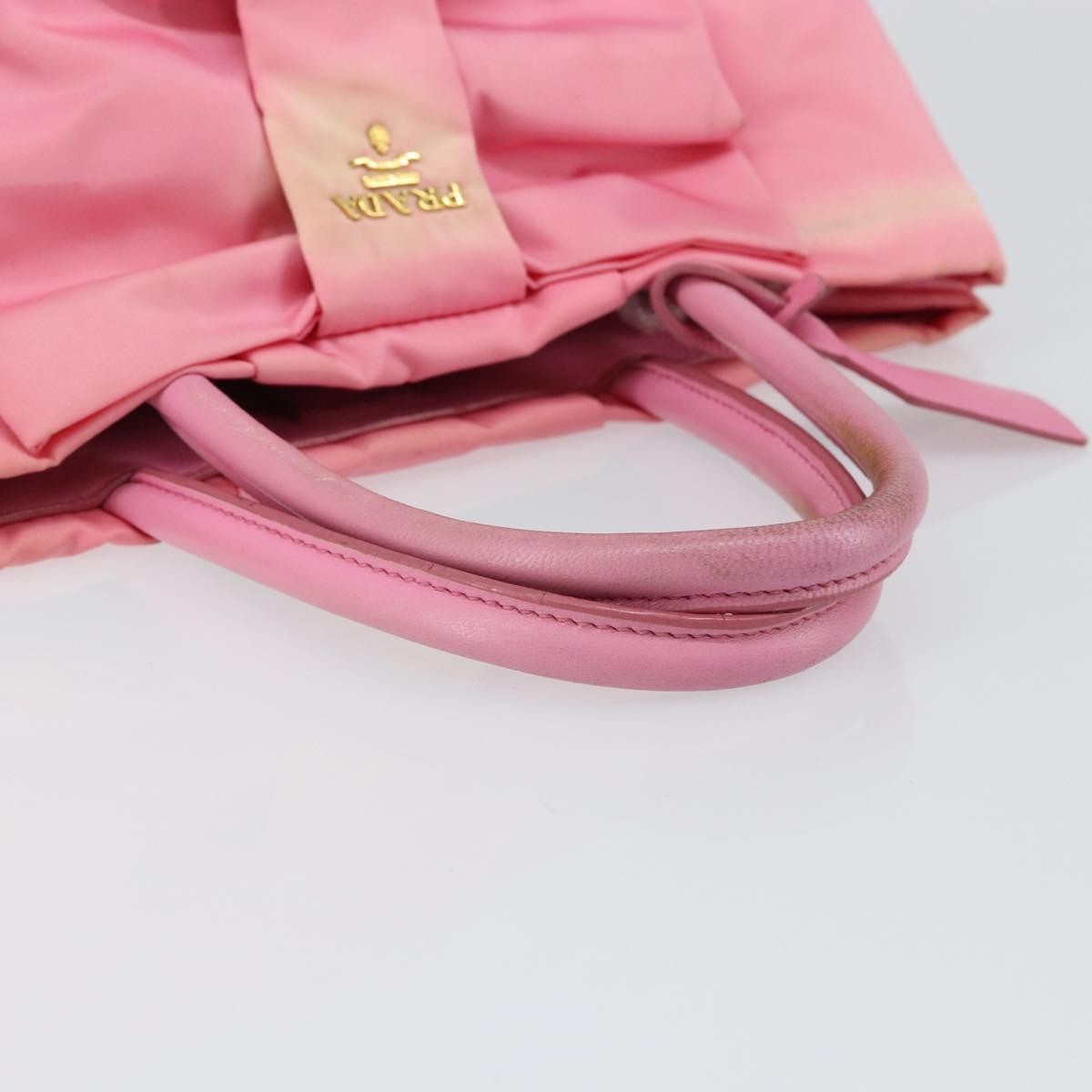 Prada PRADA Hand Bag Nylon Pink Gold Authentic 146881