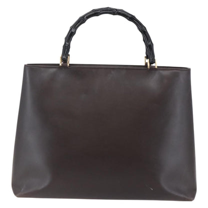 Gucci GUCCI Bamboo Hand Bag Leather Dark Brown Gold 002 1998 0507 Authentic ep11424
