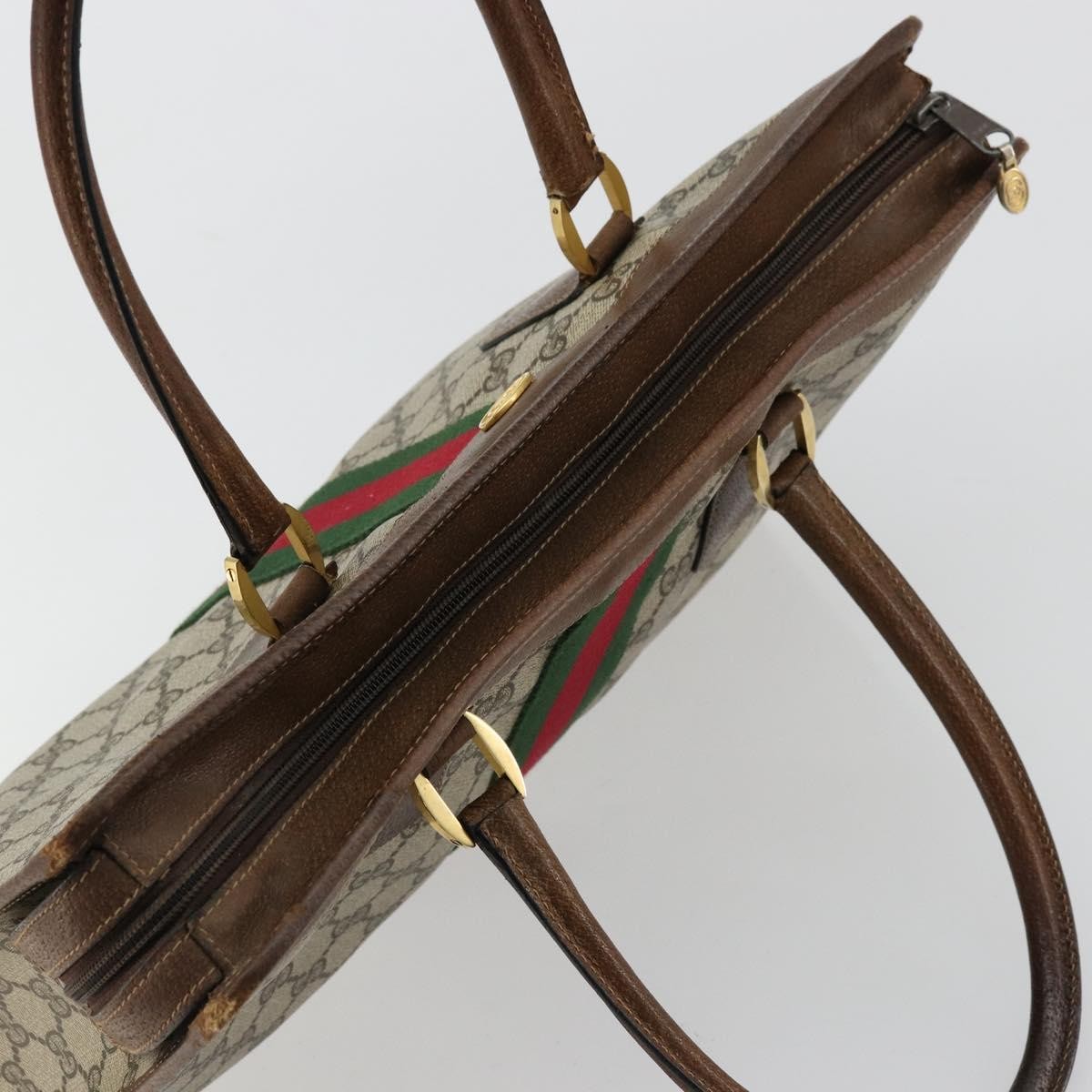 Gucci GUCCI GG Supreme Web Sherry Line Hand Bag PVC Beige Gold 002 4083 39 Authentic ka4103