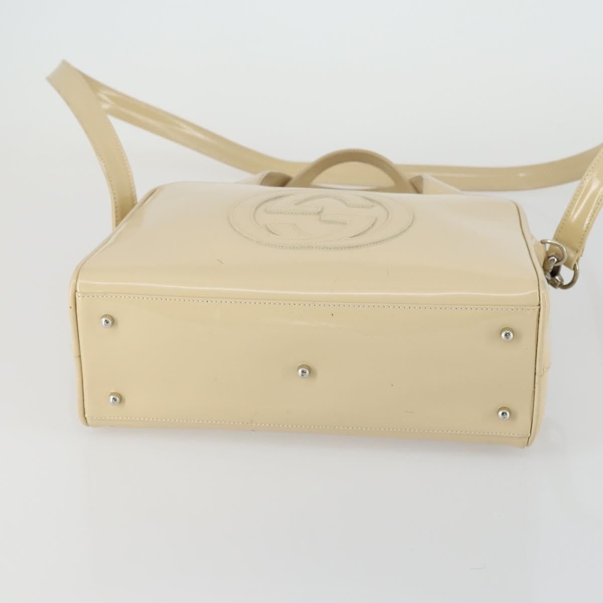 Gucci GUCCI Hand Bag Patent leather 2way Beige Silver 000 1274 0505 Authentic 155235