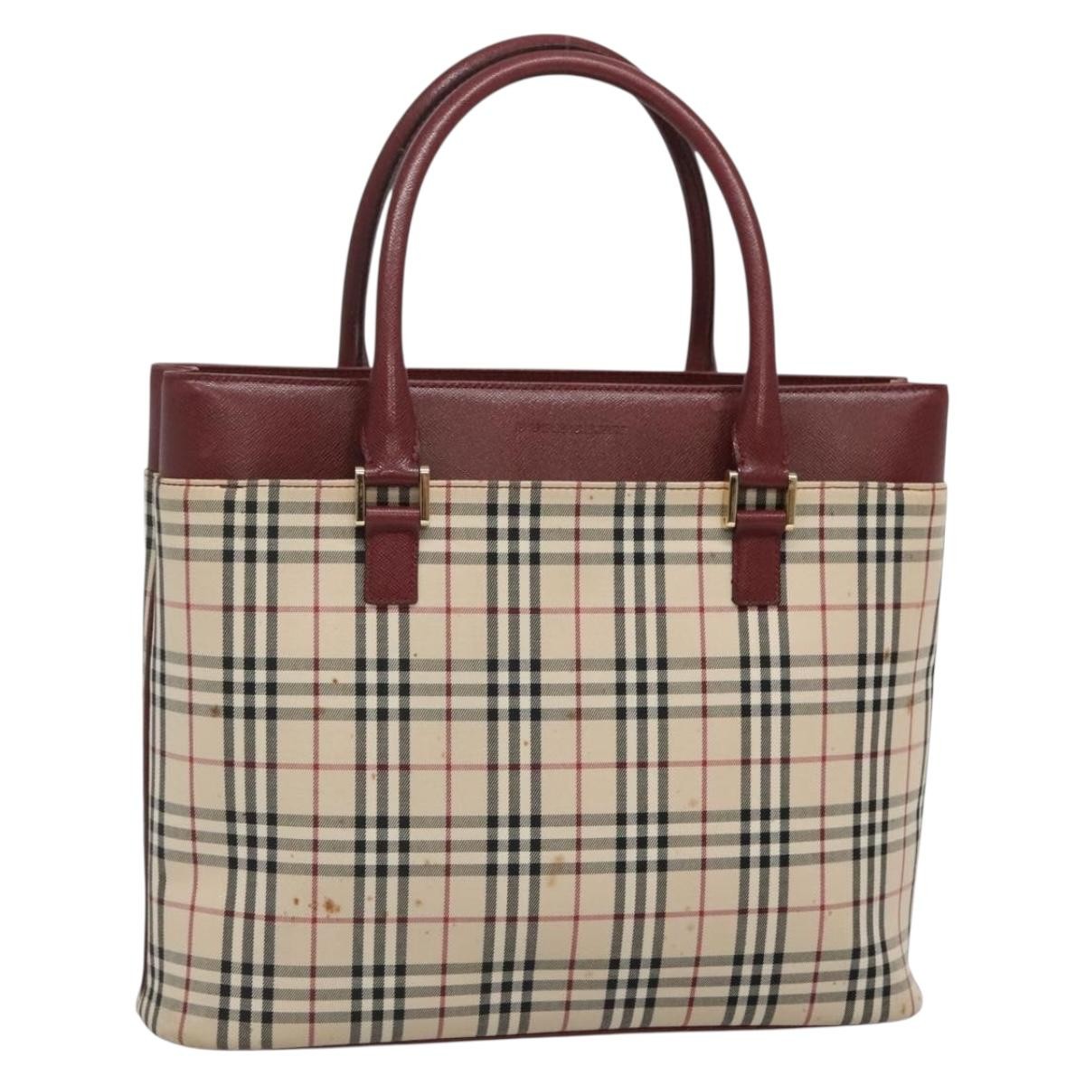 Burberry BURBERRY Nova Check Tote Bag Canvas Beige Gold Authentic 136853