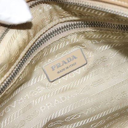 Prada PRADA Hand Bag Nylon Beige Silver Authentic 166752