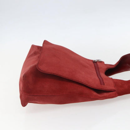 Gucci GUCCI Shoulder Bag Suede Red Silver Authentic 154502