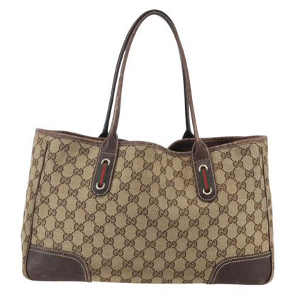 Gucci GUCCI GG Canvas Web Sherry Line Tote Bag Beige Red 163805 Authentic 160574