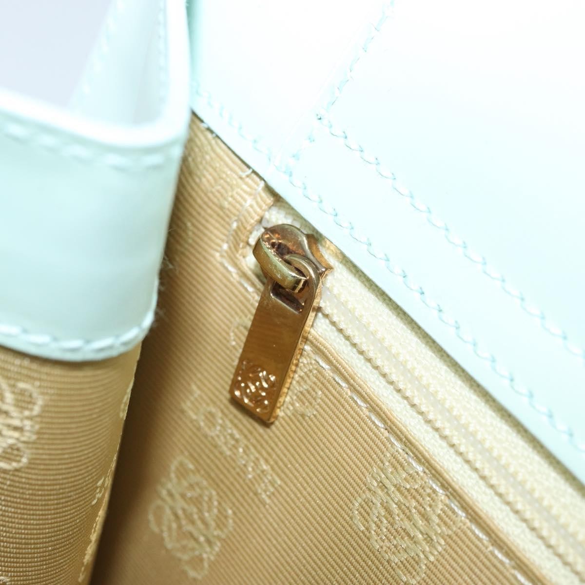 Loewe LOEWE Hand Bag Suede Baby Blue Gold Authentic YKZ454