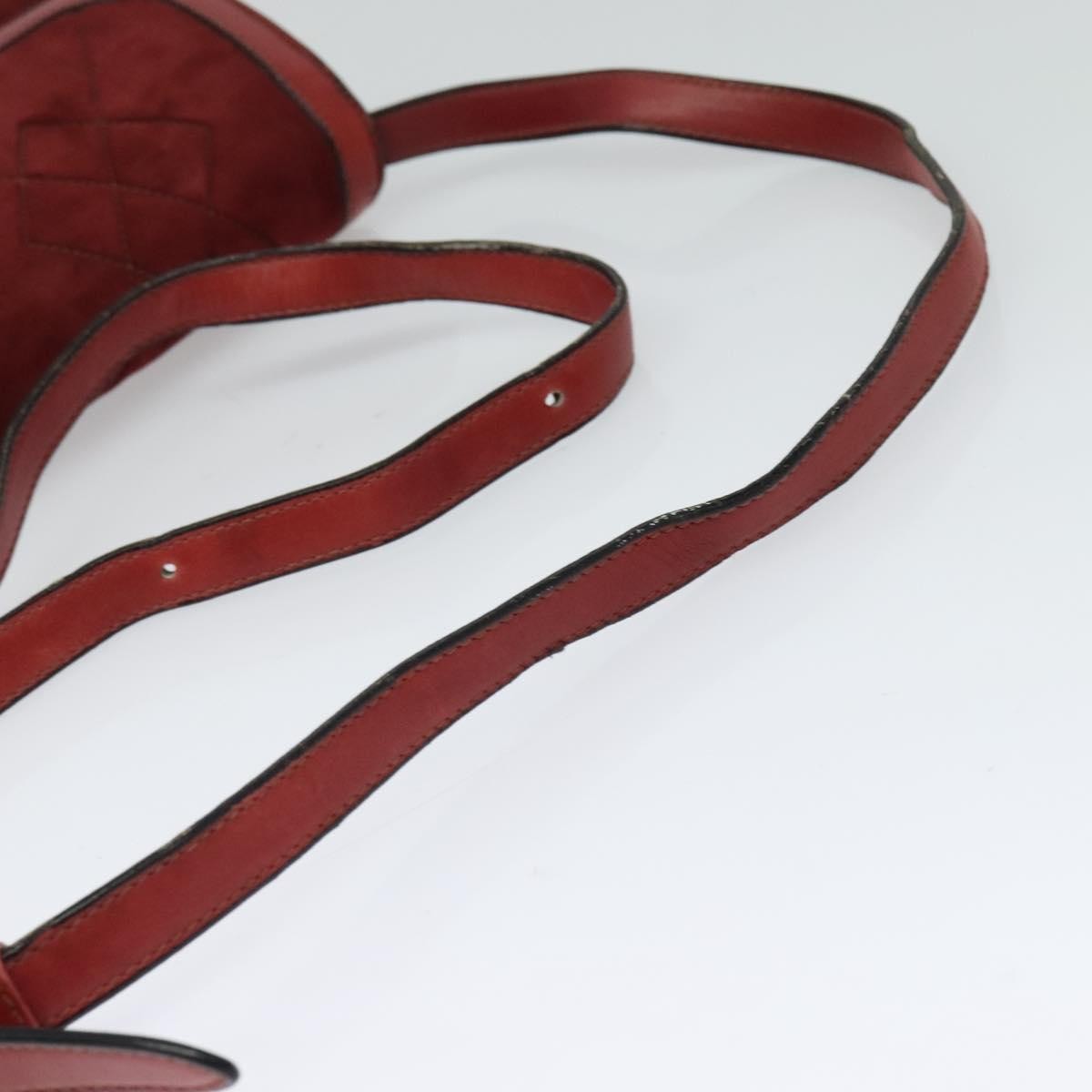 Gucci GUCCI Shoulder Bag Suede Vintage Red Gold Authentic ep7843