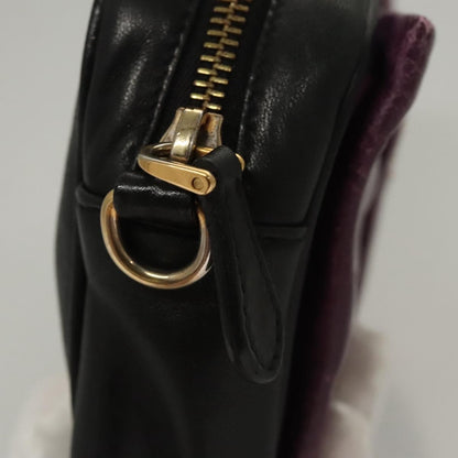 Prada PRADA ribbon Shoulder Bag Leather Purple Gold Authentic 116078