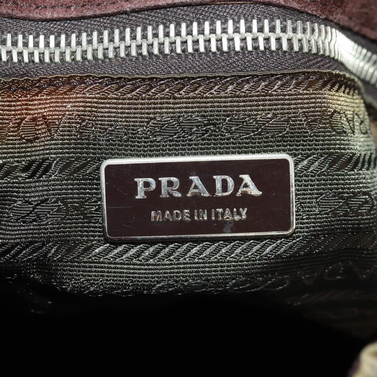 Prada PRADA Chain Shoulder Bag Nylon Beige Silver Authentic 160872