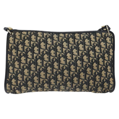 Dior Christian Dior Trotter Canvas Shoulder Bag Navy Gold Authentic 126267