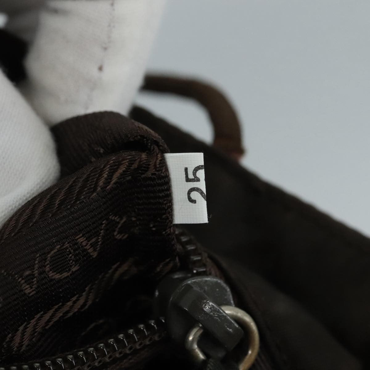 Prada PRADA Hand Bag Nylon Brown Silver Authentic bs20899