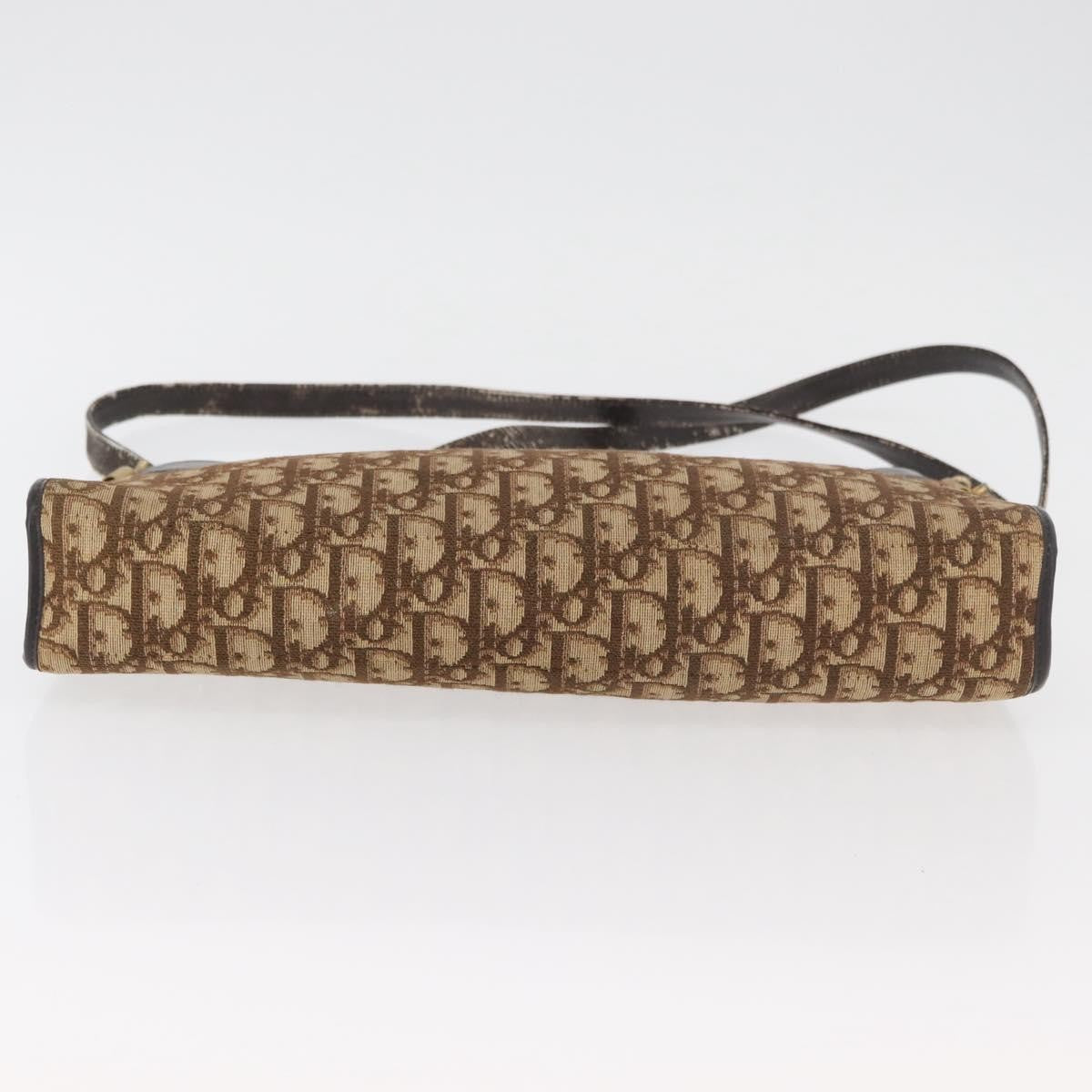 Dior Christian Dior Trotter Canvas Shoulder Bag Brown Gold Authentic 178153
