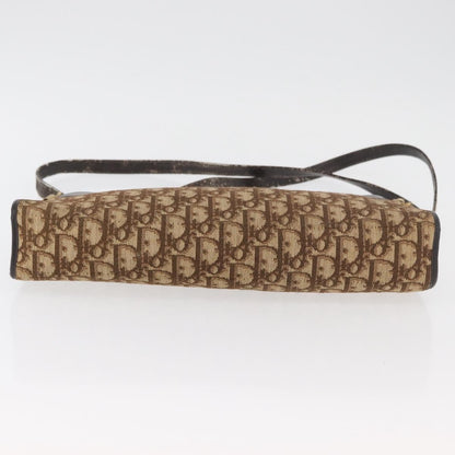 Dior Christian Dior Trotter Canvas Shoulder Bag Brown Gold Authentic 178153
