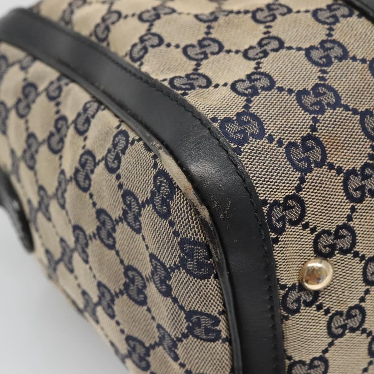 Gucci GUCCI GG Canvas Sherry Line Hand Bag PVC Navy Gold 247205 Authentic 131724
