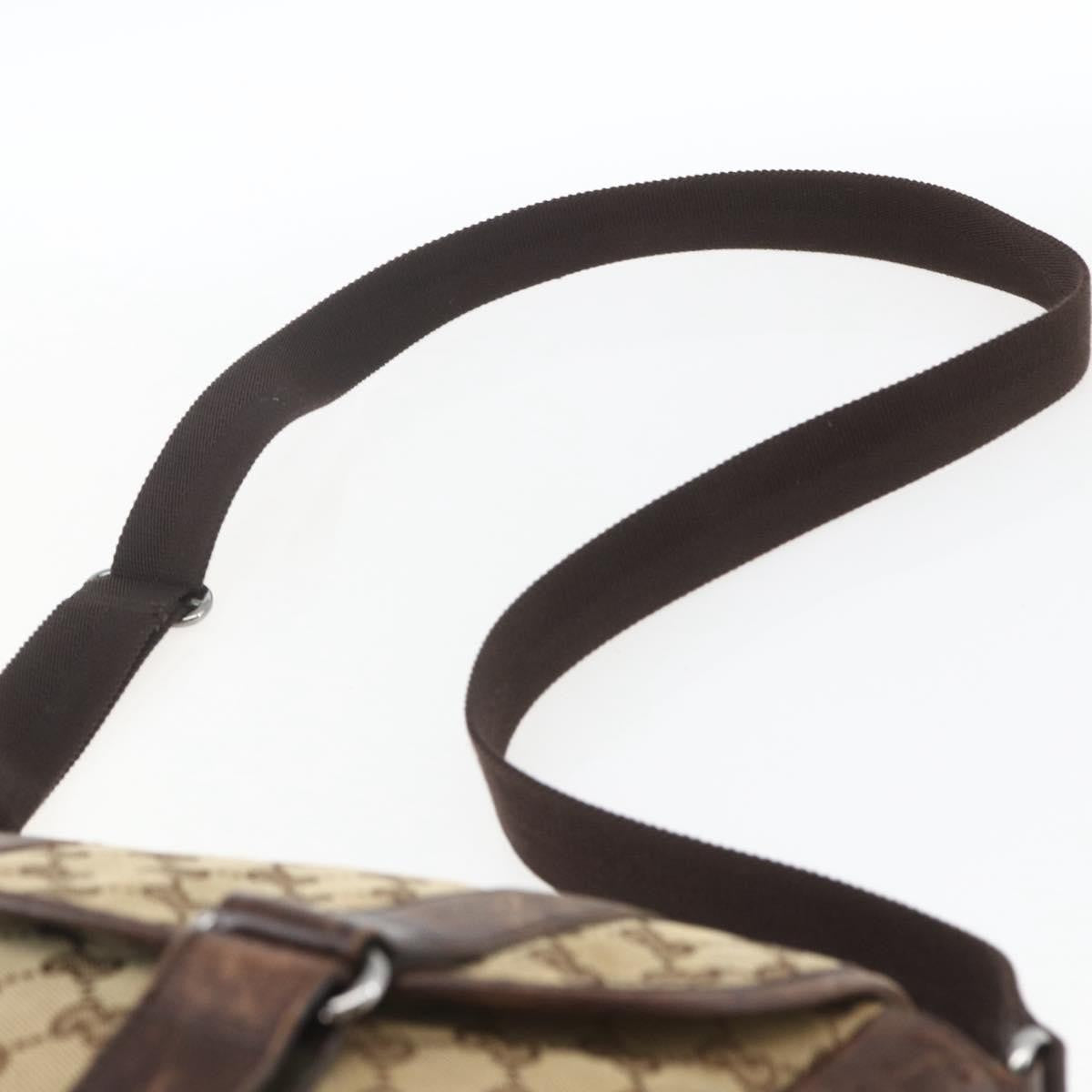 Gucci GUCCI GG Canvas Web Sherry Line Shoulder Bag Red Silver beige 145858 Authentic 166768