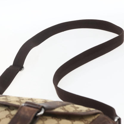 Gucci GUCCI GG Canvas Web Sherry Line Shoulder Bag Red Silver beige 145858 Authentic 166768