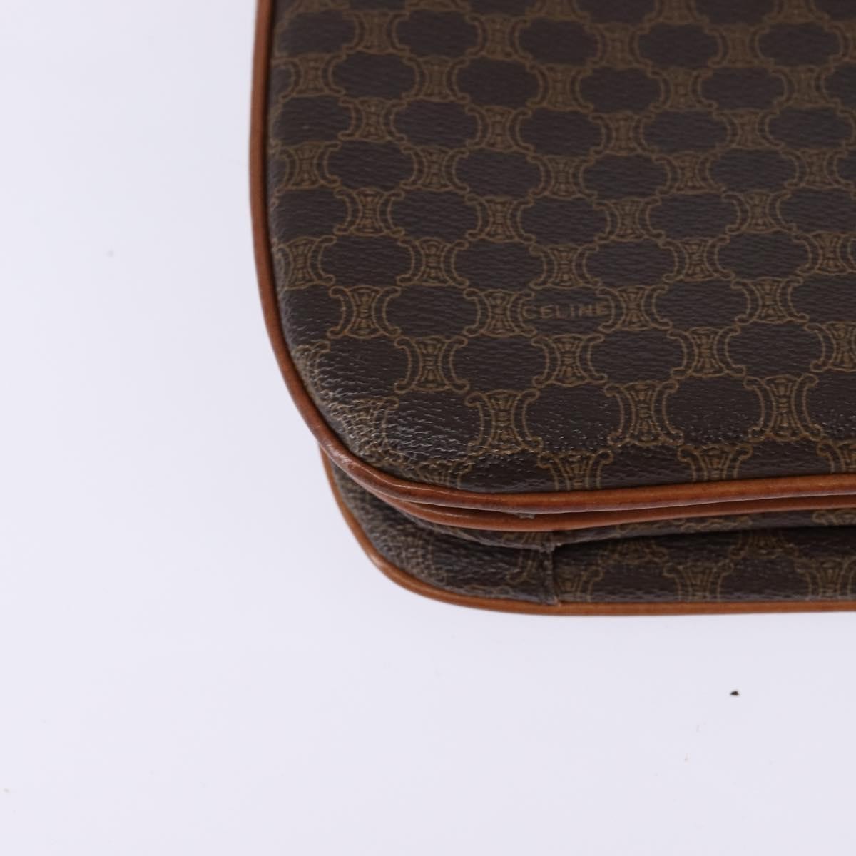 Celine CELINE Macadam Canvas Shoulder Bag PVC Leather Brown Gold Authentic 128916