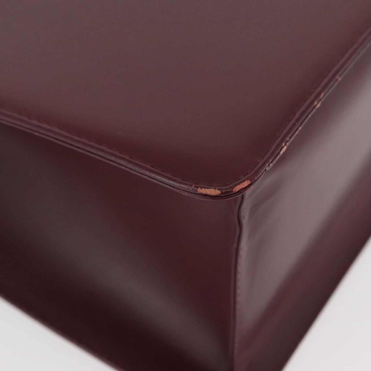 Burberry BURBERRY Hand Bag Leather Bordeaux Silver Authentic 181526