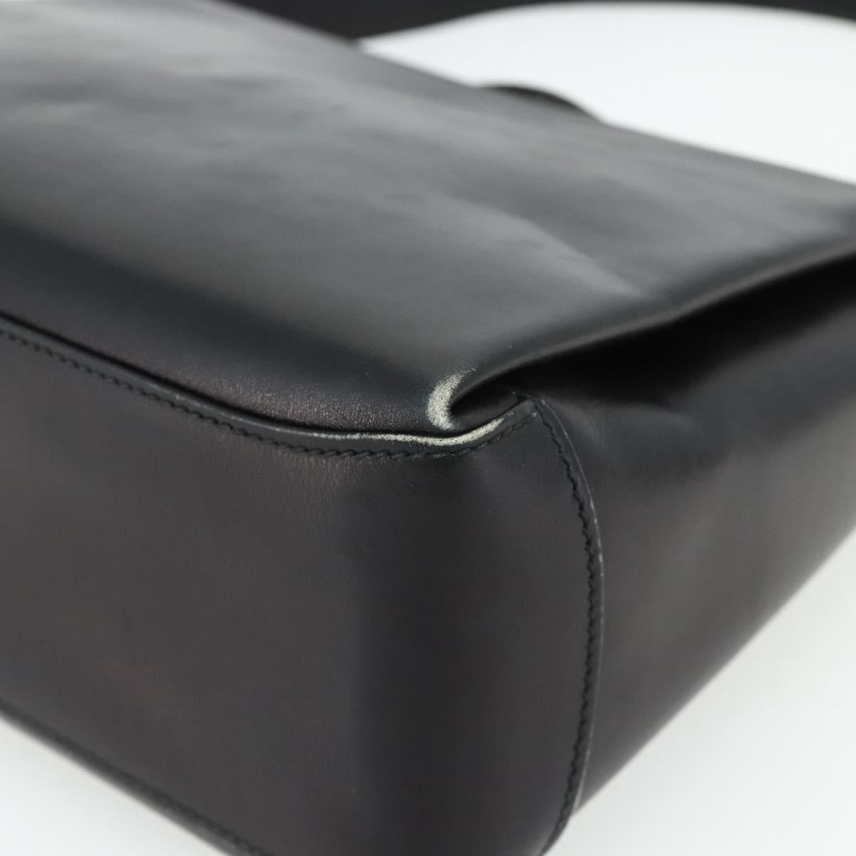 Gucci GUCCI Hand Bag Leather Black Gold Authentic ka4348