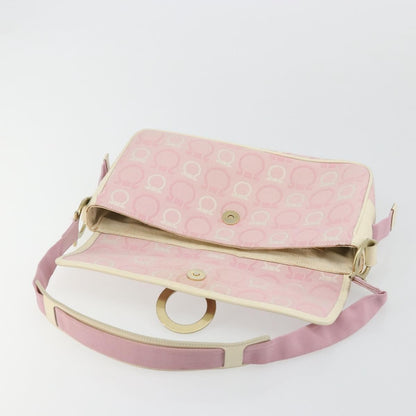Salvatore Ferragamo Salvatore Ferragamo Gancini Shoulder Bag Canvas Pink Gold Authentic BA12412