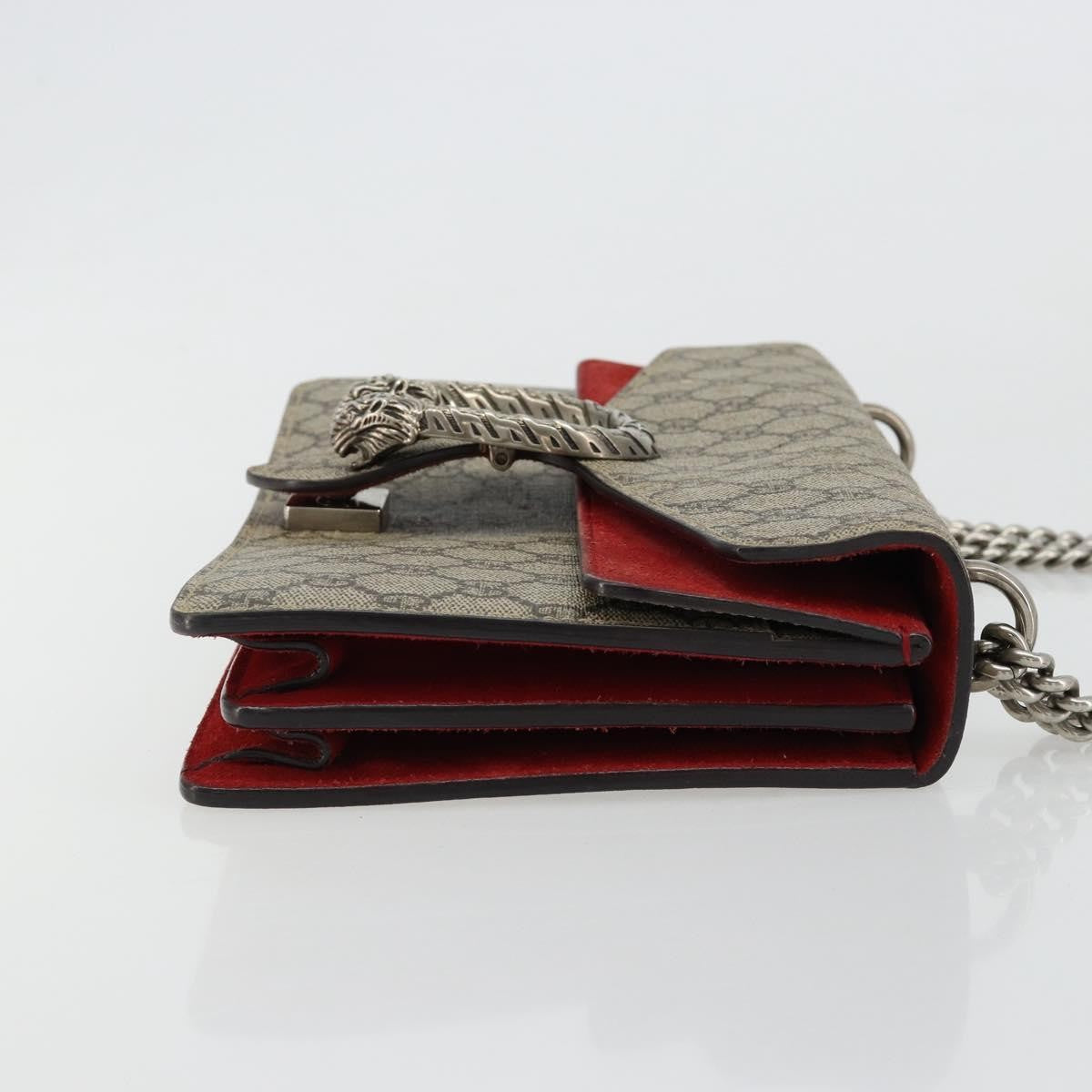 Gucci GUCCI GG Supreme Dionysus Chain Shoulder Bag PVC Beige Silver 400249 Authentic 165253