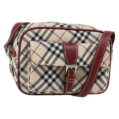 Burberry BURBERRY Nova Check Blue Label Shoulder Bag Canvas Beige Silver Authentic bs29446