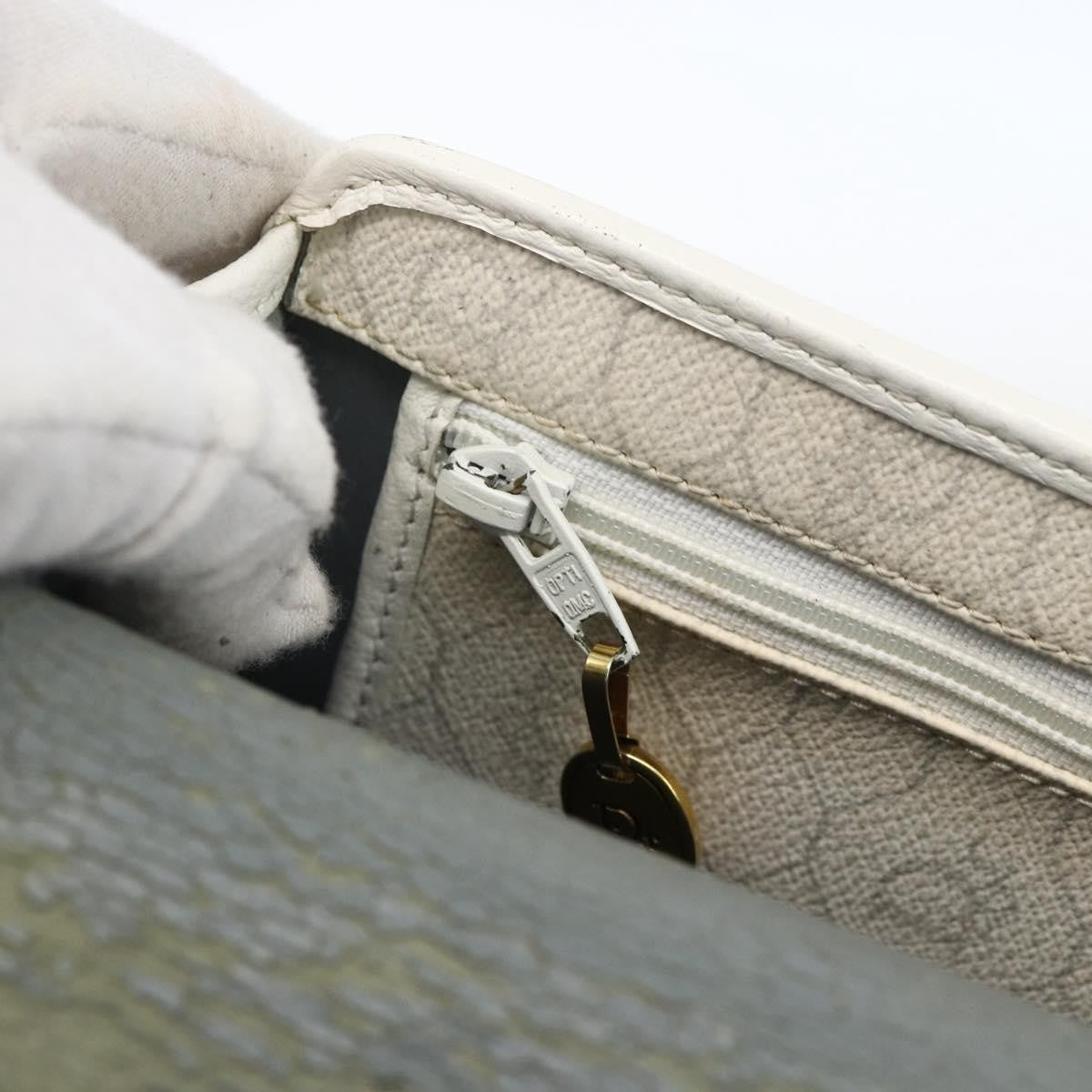 Dior Christian Dior Honeycomb Canvas Shoulder Bag PVC White Gold Authentic 170899