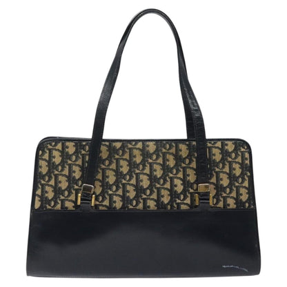 Dior Christian Dior Trotter Canvas Hand Bag Navy Gold Authentic MX415
