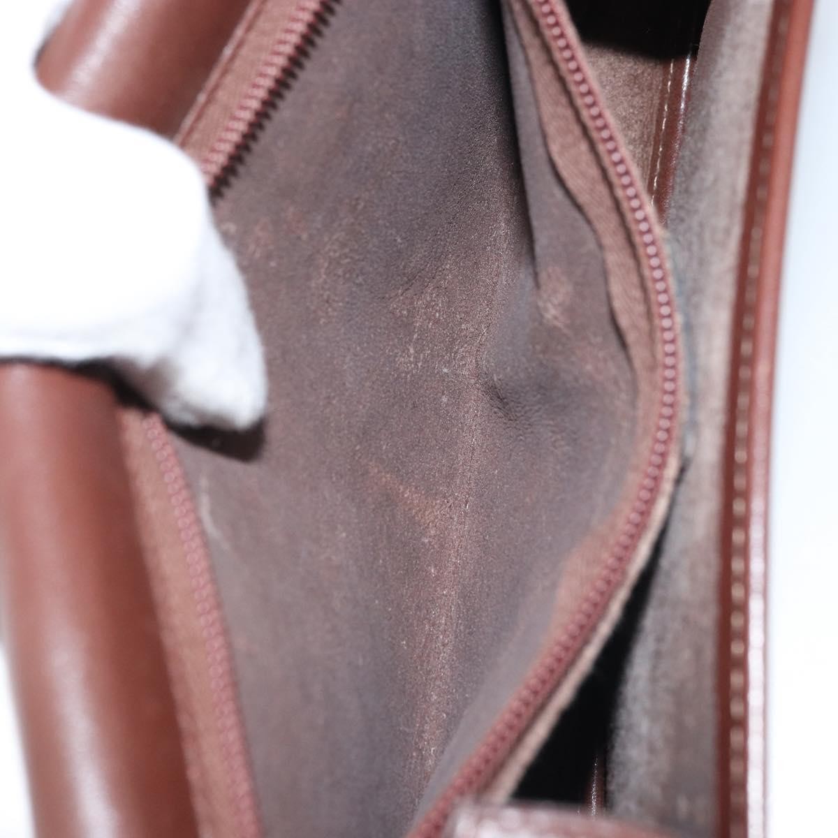 Celine CELINE Shoulder Bag Leather Brown Gold Authentic YKZ128