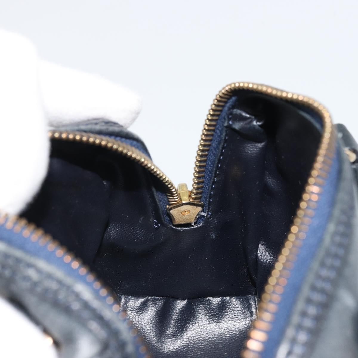 Celine CELINE Hand Bag Leather 2way Gold Navy Authentic am11231A