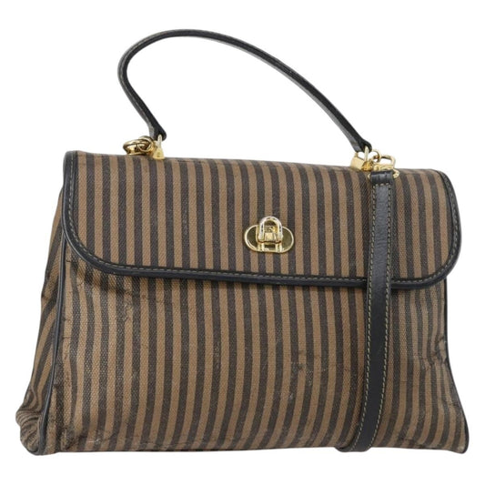 Fendi FENDI Pecan Canvas Hand Bag 2way Black Brown Authentic mr1555