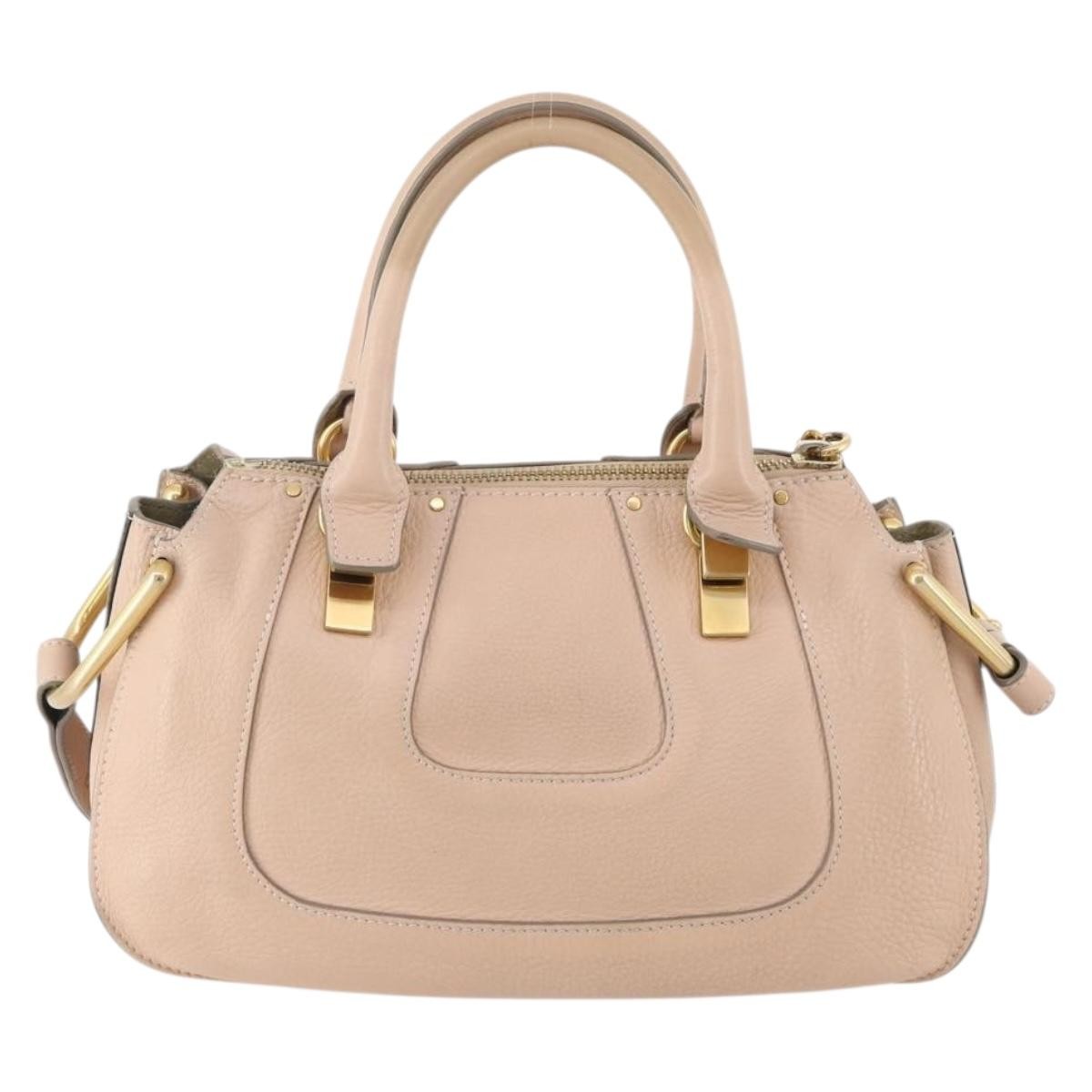 Chloé Chloé Chloe Hailey Hand Bag Leather 2way Pink Gold 02165665 Authentic YKZ911A