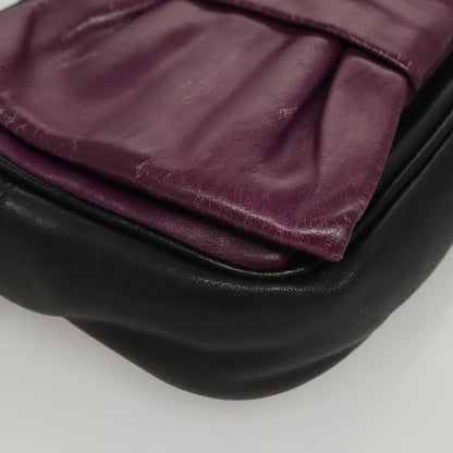 Prada PRADA ribbon Shoulder Bag Leather Purple Gold Authentic 116078