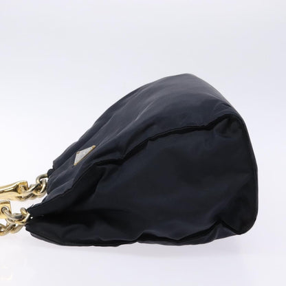Prada PRADA Hand Bag Nylon Navy Gold Authentic 141629