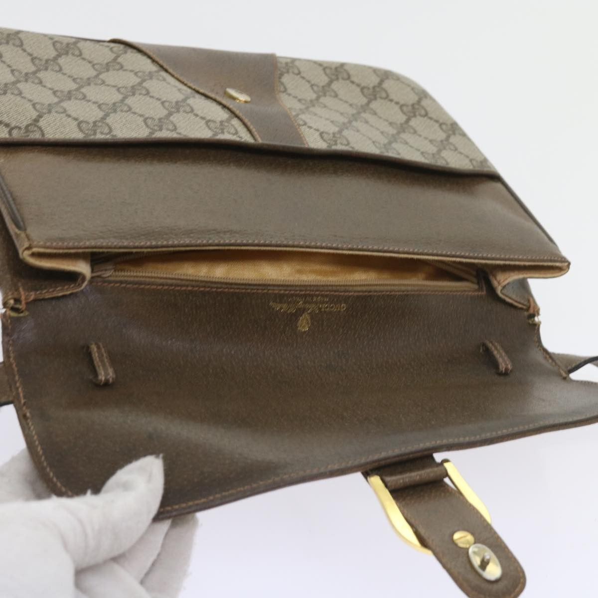 Gucci GUCCI GG Supreme Shoulder Bag PVC Leather Beige Authentic th4221