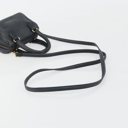 Celine CELINE Hand Bag Leather 2way Gold Navy Authentic am11231A