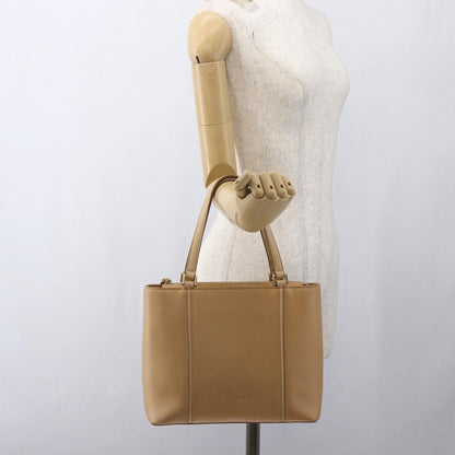 Burberry BURBERRY Hand Bag Leather Beige Gold Authentic 165049