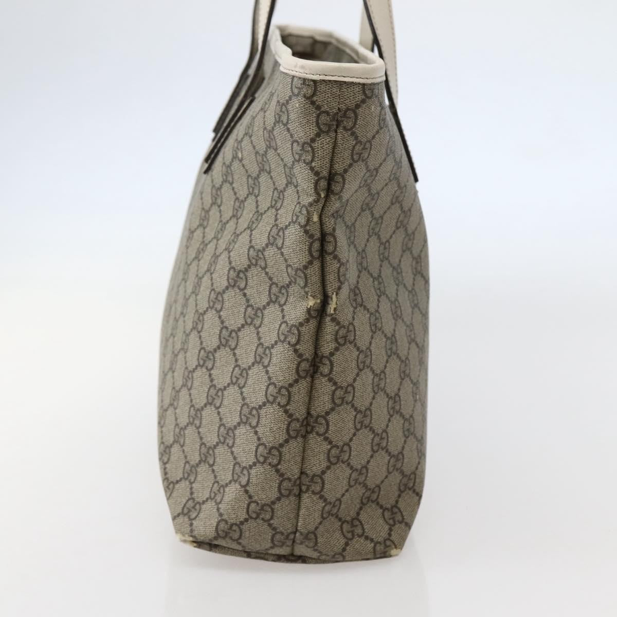 Gucci GUCCI GG Supreme Tote Bag PVC Beige Silver 211137 Authentic BA5762