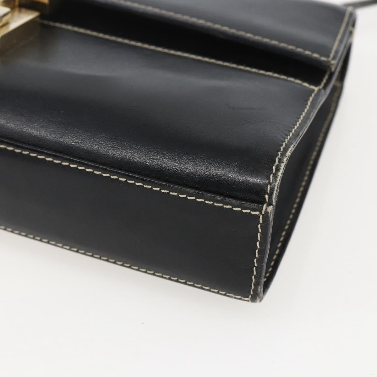 Gucci GUCCI Shoulder Bag Leather Black Gold 001 4214 Authentic 148566