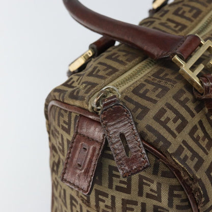 Fendi FENDI Zucchino Canvas Hand Bag Beige Gold Authentic ka2154