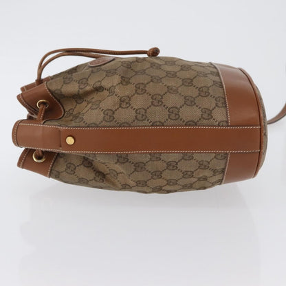 Gucci GUCCI GG Canvas Shoulder Bag Beige Gold Authentic BA10397