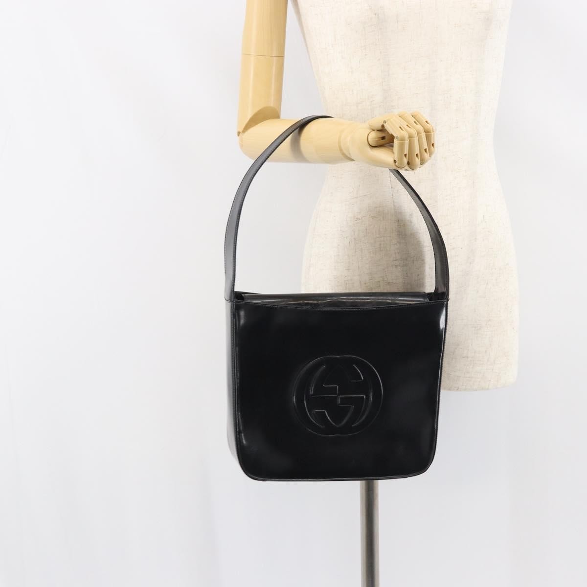 Gucci GUCCI Shoulder Bag Enamel Black 000 0506 Authentic ep12258
