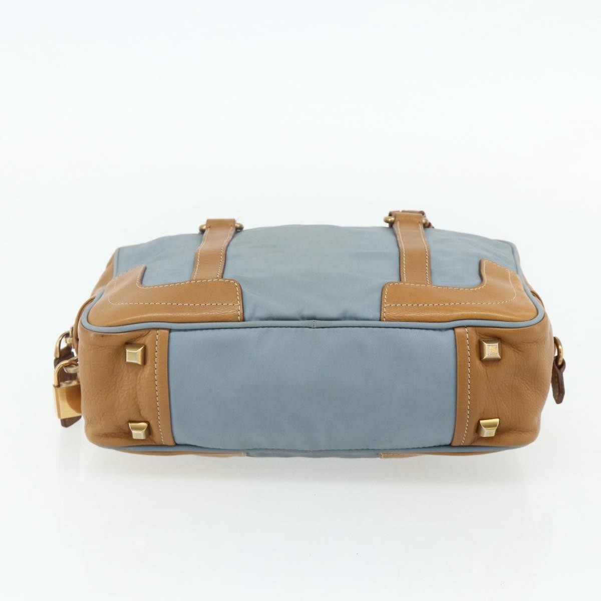 Prada PRADA Shoulder Bag Nylon Light Blue Gold Authentic 179021