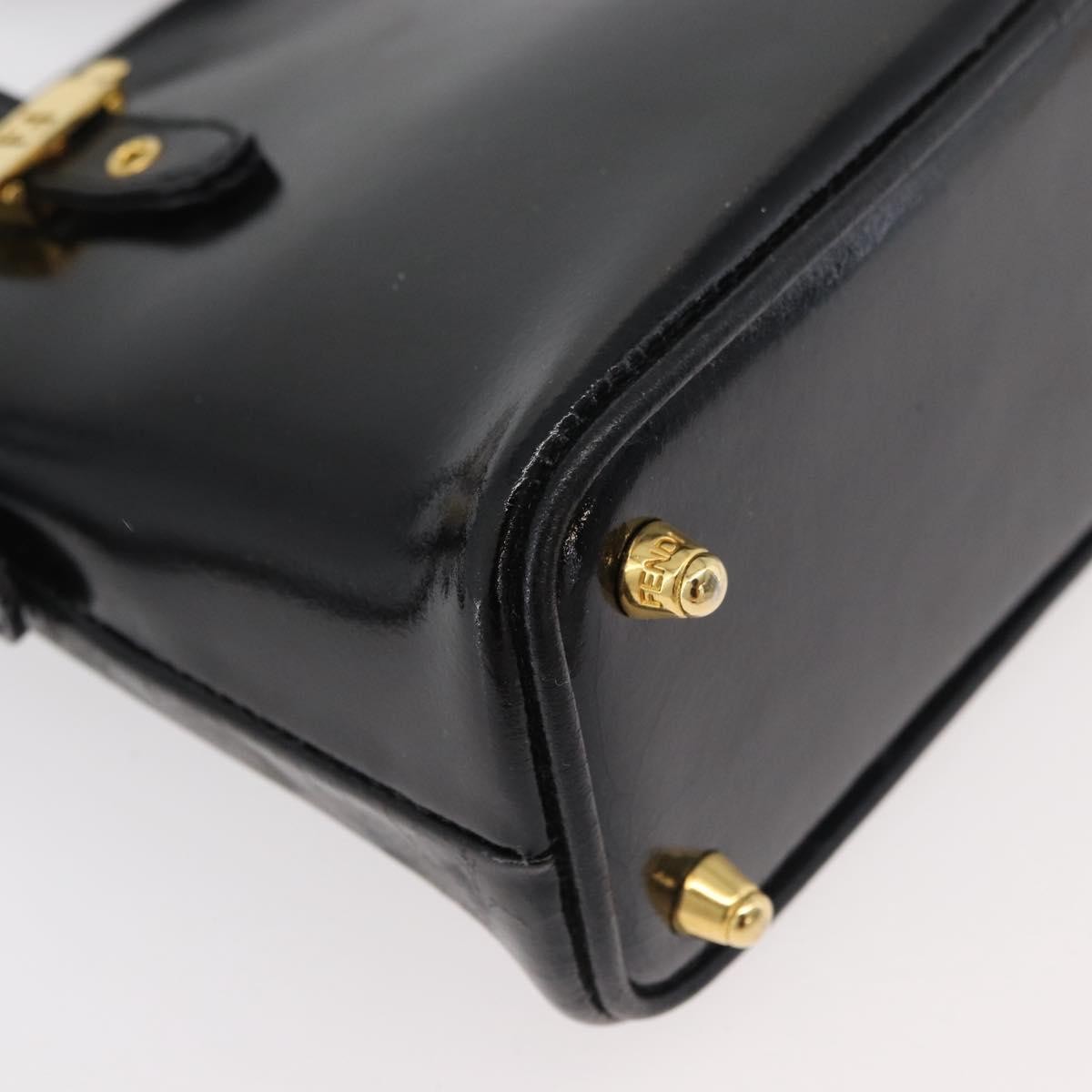 Fendi FENDI Hand Bag Patent leather 2way Black Gold Authentic ti3390