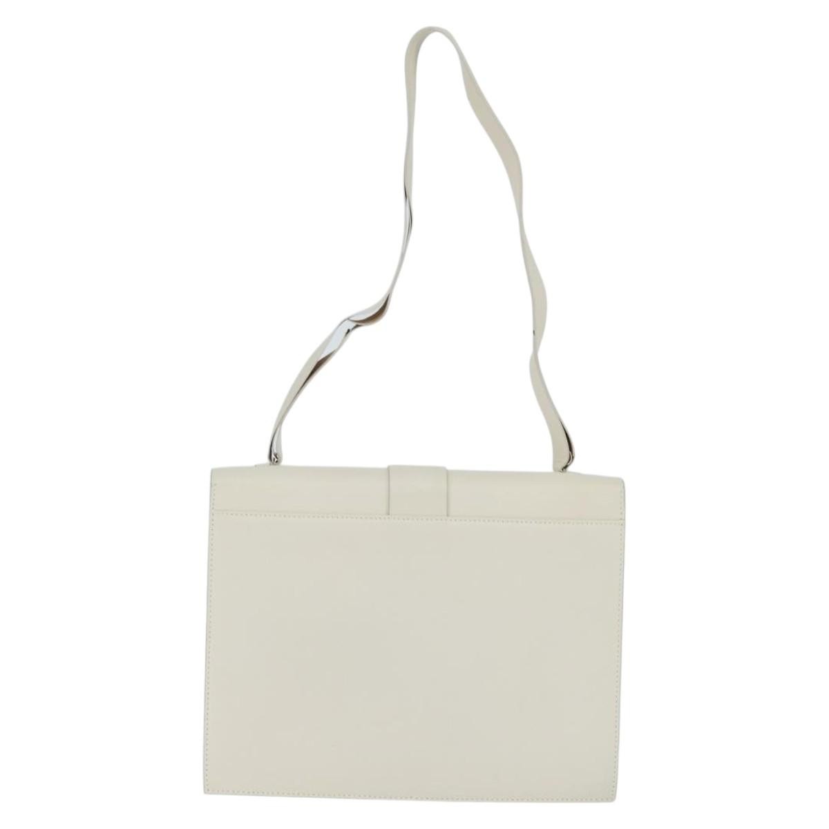 Gucci GUCCI Shoulder Bag Leather White Gold Authentic BA7470