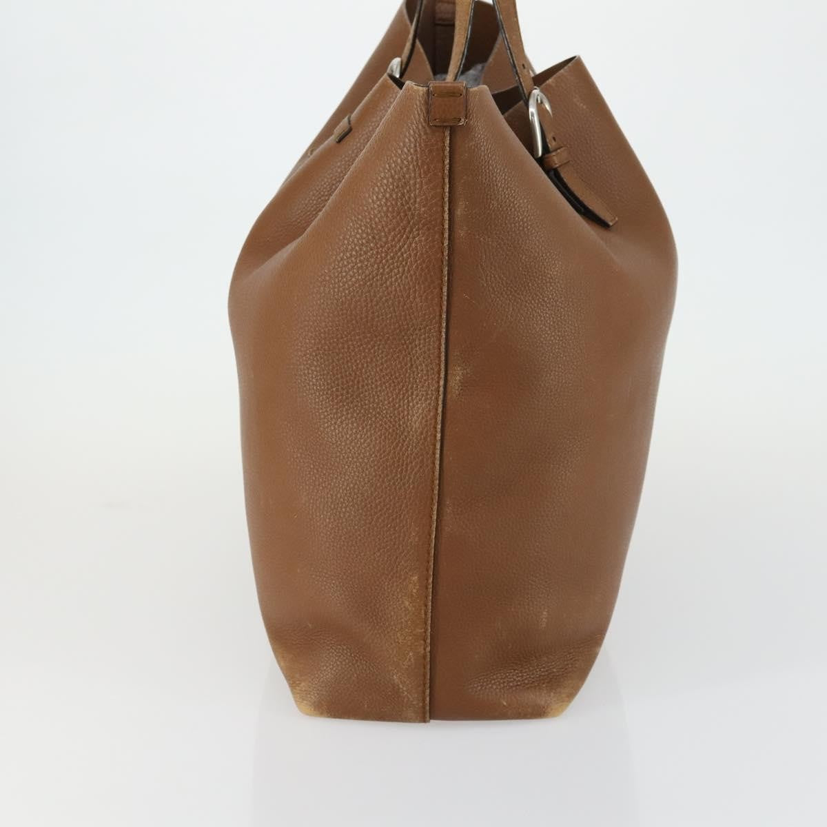 Gucci GUCCI Tote Bag Leather Brown Silver Authentic 160133