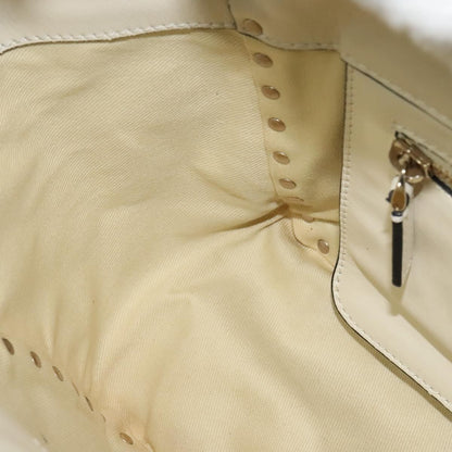 Valentino VALENTINO Studs Tote Bag Leather White Gold Authentic BA3903